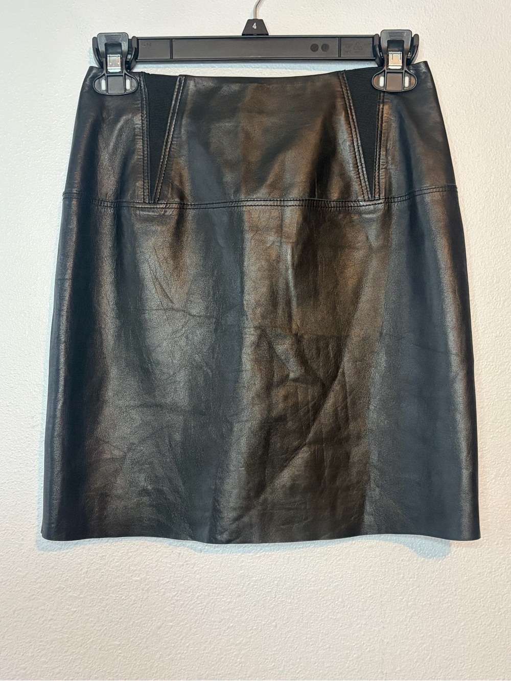 A-line black leather mini skir Sandro Paris